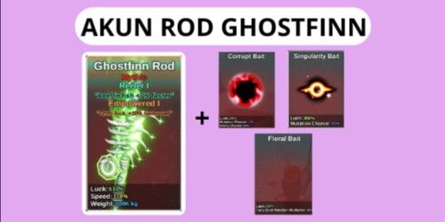 AKUN FISH IT! RIGHT FLAT GHOSTFINN ROD + FLORAL/AETHER/CORRUPT