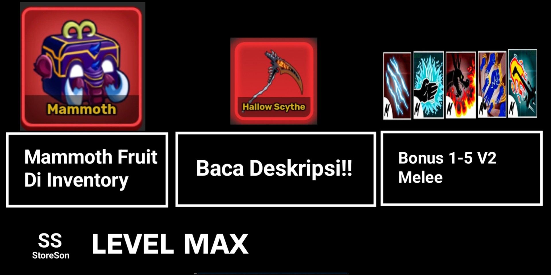 MAX LEVEL ACCOUNT MAMMOTH FRUIT IN INVENTORY