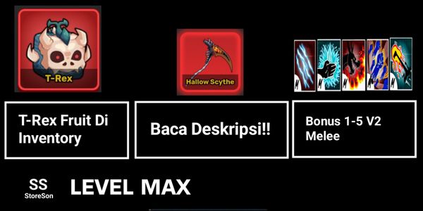 MAX LEVEL ACCOUNT T-REX FRUIT IN INVENTORY