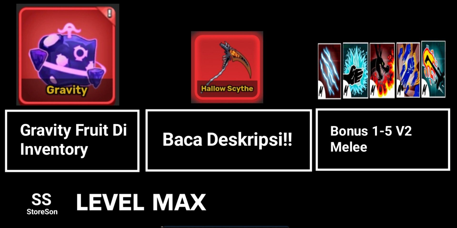 MAX LEVEL ACCOUNT GRAVITY FRUIT IN INVENTORY