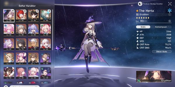 Akun Cyrene, The Herta Plus LC, Tribbe, Dan Heng Permansor Terrae, Anaxa, Castorice, Hyacine, Archer, Ruan Mei, Bailu, Clara, Yanqing, Welt