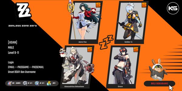 [Asian] Starter Astra, Rina, Soldier 11, Grace, Harumasa| MC Wise [Male] Adventure Rank 9-11 Zenless Zone Zero