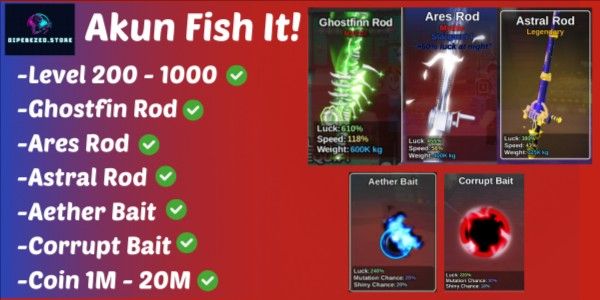 AKUN FISH IT! GHOSTFIN ROD + ARES ROD + ASTRAL ROD | AETHER BAIT + CORRUPT BAIT