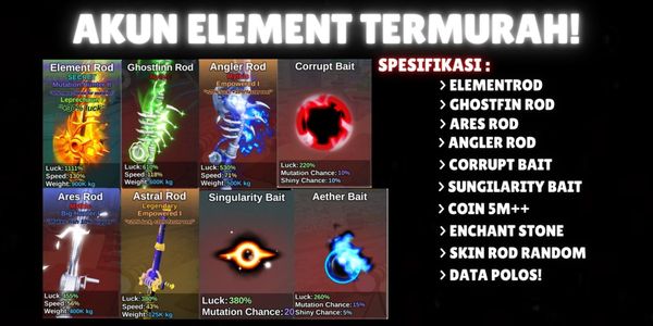 ELEMENT ROD ACCOUNT // CHEAPEST!! // FISH IT!