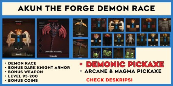 Akun The Forge Angel Race [Bonus Pickaxe + Bonus Armor + Bonus Weapon + Bonus Gold]