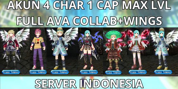 PENSI ACCOUNT 4 CHAR 1 CAP MAX LVL 290 INDONESIAN SERVER FULL AVA COLLAB+WINGS READY TO USE FULL RESET, NO MOD, ANTI HACKBACK, SUPER MURMER