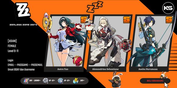 [Asian] Starter Astra C1 + Signature, Rina, Harumasa| MC Belle [Female] Adventure Rank 9-11 Zenless Zone Zero