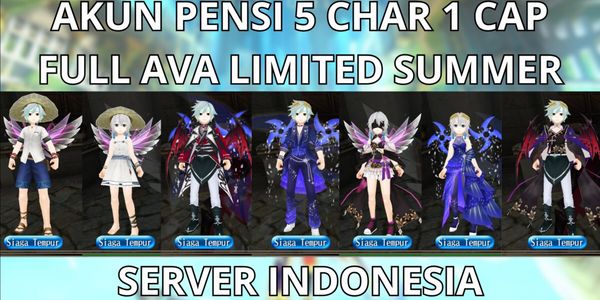 PENSI ACCOUNT 5 CHAR 1 CAP MAX LVL 290 SERVER INDONESIA FULL AVA LIMITED SUMMER+READY TO USE, NO MOD, ANTI HACKBACK, SUPER MURMER