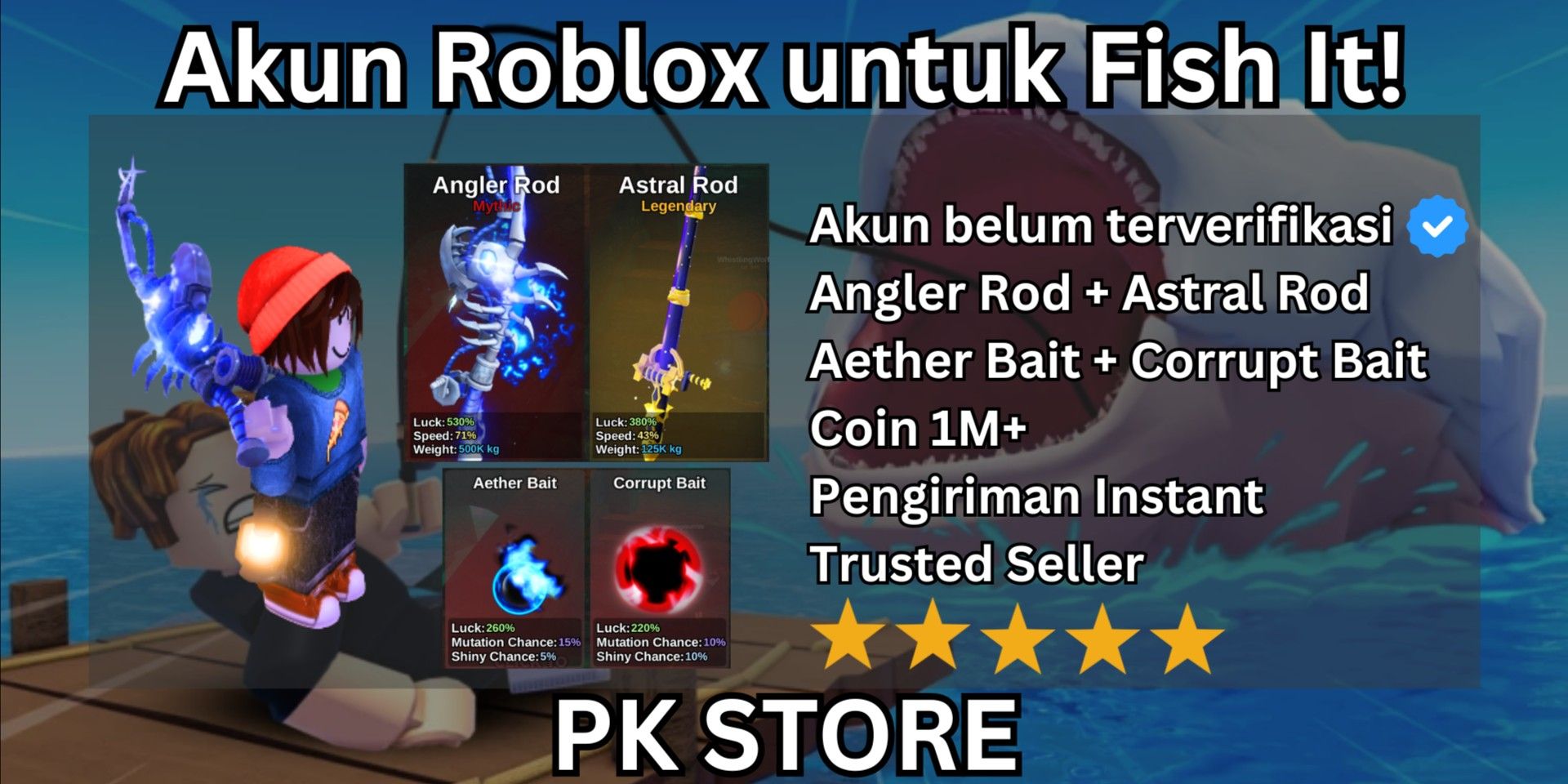 Buy Account Akun Starter RBL Fish It! | Angler Rod + Astral Rod ...