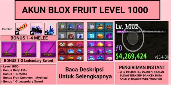 Akun Blox Fruit Level 1000