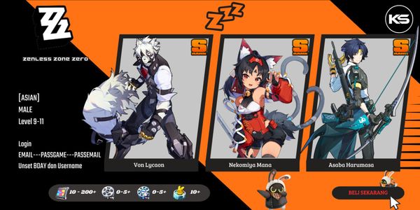 [Asian] Starter Lycaon, Nekomiya, Harumasa| MC Wise [Male] Adventure Rank 9-11 Zenless Zone Zero