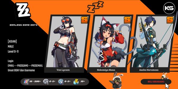 [Asian] Starter Grace, Nekomiya, Harumasa| MC Wise [Male] Adventure Rank 9-11 Zenless Zone Zero
