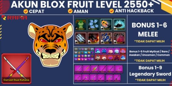 Blox Fruits Account LEOPARD Fruit [Max Level] Cursed Dual Katana CDK - Godhuman + Bonus