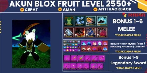 Akun Blox Fruits Race MINK V4 (Awakening) Level MAX - GODHUMAN
