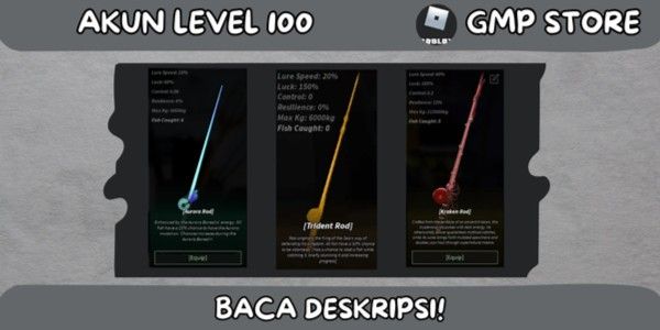 Akun Level 100 | Trident Rod + Kraken Rod