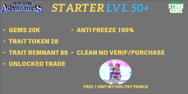 STARTER LVL 50+ GEMS 20K UNIT MYTHIC HOLIDAY