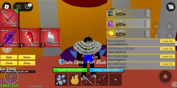 #A22 akun 3 perm (buddha, blade, spin). v3 Rabbit, Shark, Angel, Ghoul. 100% CDK SG