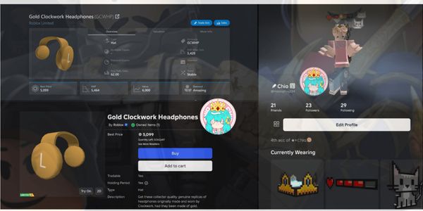 Buy Item Limited Item RBL Gold Clockwork Headphones Roblox Cheapest Thumbnail 