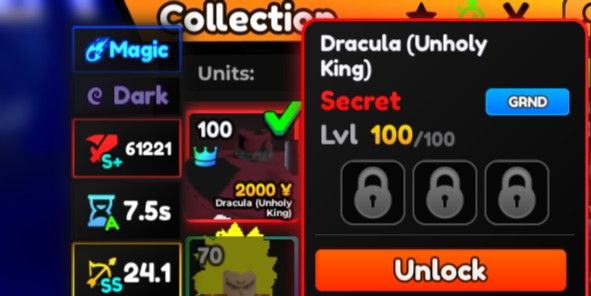 Dracula (Unholy King) / Alucard Evo Stat (S+/A/SS)
