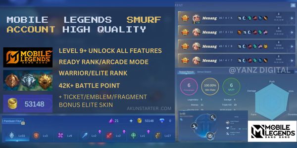 Beli Akun [MLBB] Mobile Legends Smurf Account Lv 9+ | Unlock All ...