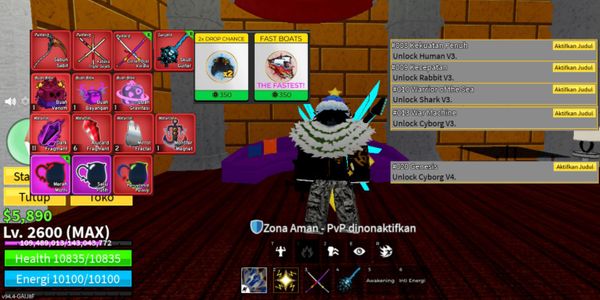 #A35 level Max Berava Keren. GP 2x Drop dan Fast Boat. V4 Cyborg. Fruit Utuh, 100% CDK, TTK, HS, SG