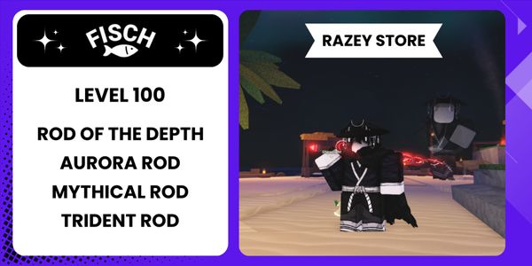 Akun Fisch Level 100 (Rod Of The Depths + Trident Rod + Mytichal Rod + Aurora Rod) (Belum Verifikasi)