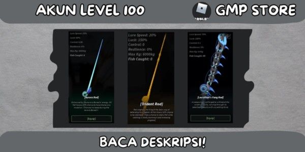 Akun Level 100 | Leviathan's Fang Rod + Trident Rod
