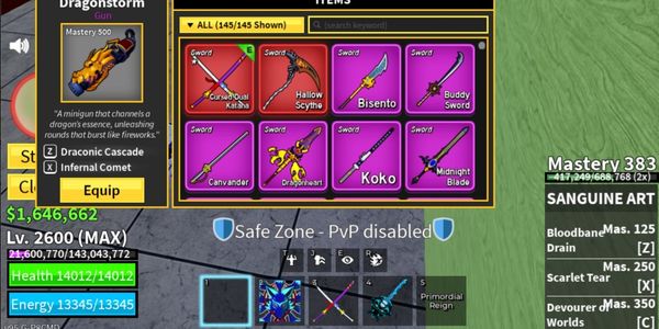 Akun Blox Fruits Sanguine Art (Account Specifications Check Description)