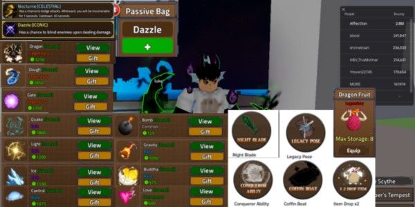 KING LEGACY ACCOUNT SULTAN END GAME 11 PERMANENT FRUIT - NOCTURNE+DAZZLE PASSIVE -+8 FRUIT STORAGE