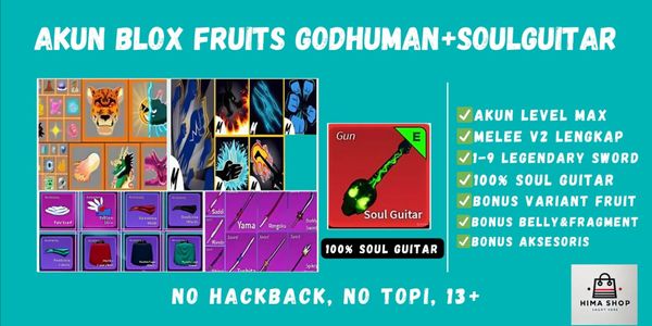 AKUN BLOX FRUIT GODHUMAN + SOUL GUITAR [LEVEL MAX]