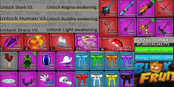 Account Blox Fruits CDK + TTK + SG (Full Spec Description)