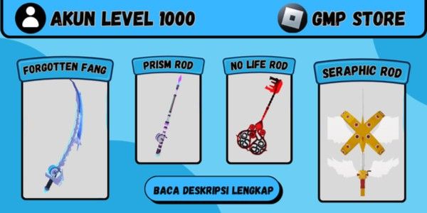 Akun Level 1000 | Seraphic Rod + Rod of the Forgotten Fang + No Life Rod