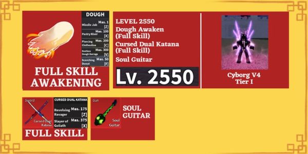 Blox Fruit Account CDK (Full Skill) SG CYBORG V4 1Gear Dough Awaken (Full Skill)