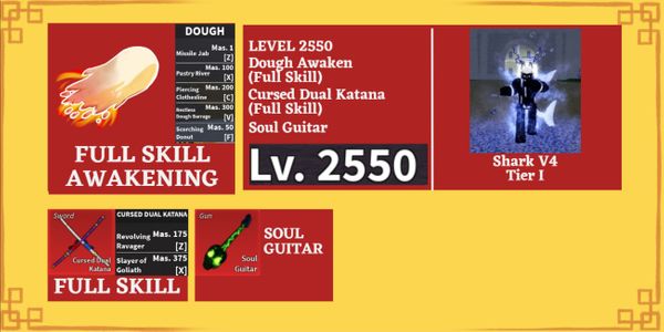 Akun Blox Fruit CDK (Full Skill) SG SHARK V4 1 Gear Dough Awaken (Full Skill)