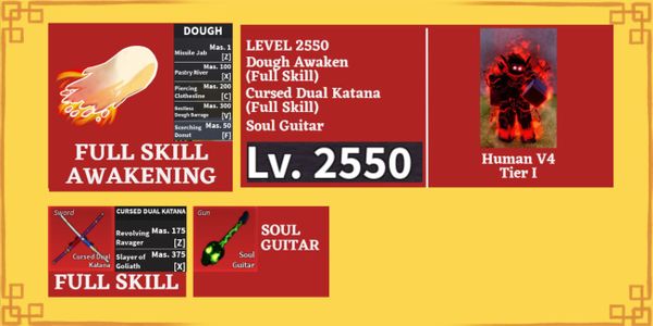 Akun Blox Fruit CDK (Full Skill) SG HUMAN V4 1 Gear Dough Awaken (Full Skill)