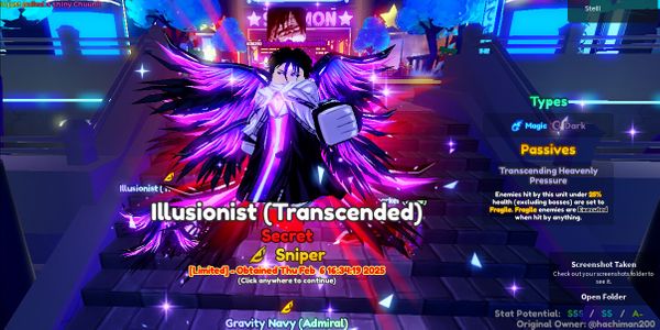 Illusionist (Transcended) Good stat check desc | Limited Secret Unit