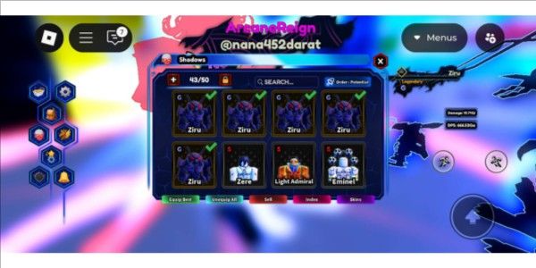 Akun LateGame GG, 5 ZIRU G MAX, RANK N+, 600QA++ DPS