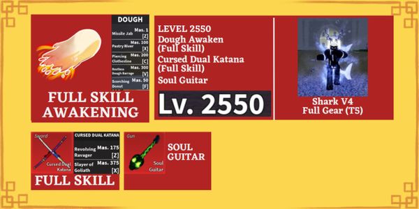 Akun Blox Fruit CDK (Full Skill) SG SHARK V4 Full Gear (T5) Dough Awaken (Full Skill)