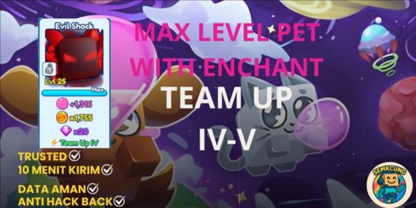 RAINBOW SHOCK MAX LVL ENCHANT TEAM UP IV-V - Bubble Gum Infinity Simulator