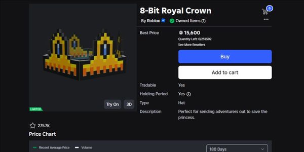 Beli Item 8 Bit Royal Crown Limited Item RBL Roblox Terlengkap Dan Thumbnail 