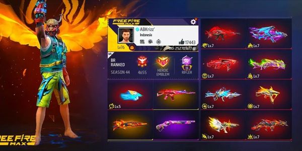 AKUN FF LEVEL 76 , SG 4 RASA, S1 ON, S8 ON, EVO GUN 9 MAX 9 , ANGEL ON, JORDAN ON CLUBER ON