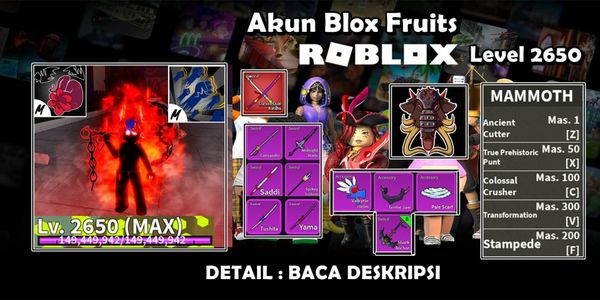 Blox Fruit Account Sanguine Art Race Human V4 Full Gear T10 Shark Anchor CDK Full Skill Mammoth Fruit
