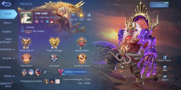 AKUN MOBILE LEGEND SULTAN, SKIN 335+ FRANGKO LEGEND, XAVIER GOJO, MOSKOV ALLSTAR DLL