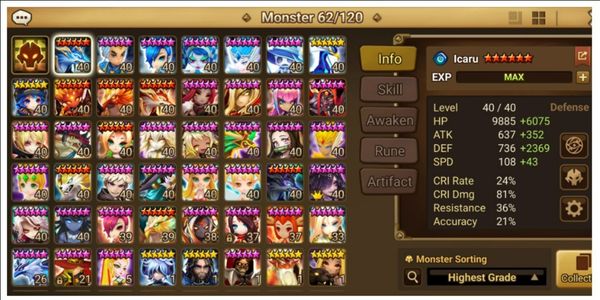 Comptes Summoners War X11 - Serveur Europe, Early LD, Vente Solo Ou Pack