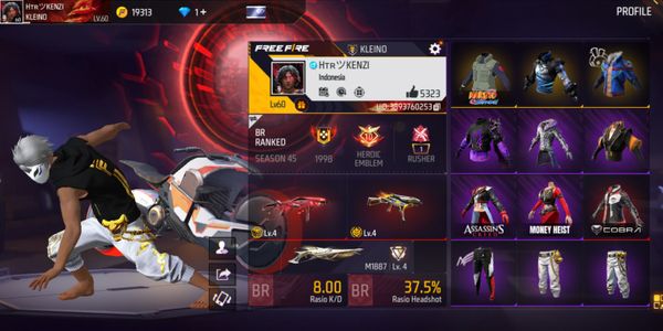 FREE FIRE/FF CHEAP ACCOUNT | GENJI WHITE FEMALE/MALE ON | COBRA ON | RED ANGEL MALE ON | EVO 2 LV 4 | CHECK DESCRIPTION !!!