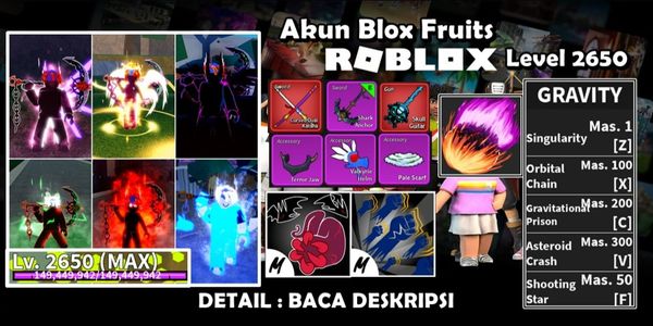Akun Blox Fruit Sanguine Art 6 Race V4 Full Gear T10 Shark Anchor CDK Skull Guitar Full Skill Gravity Fruits