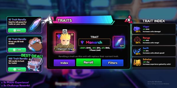Level 126 account with 2 Monarch Vsjw & Gilgamesh Stats All Z+