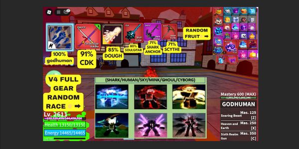 ACCOUNT V4 LV2650 + God + FULL GEAR Random Race Random + SGT + CHARK ANCHOR + DOUGH + CDK