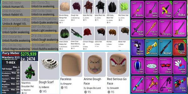 Akun Blox Fruits Used T-Rex Fruits (Description Specs)