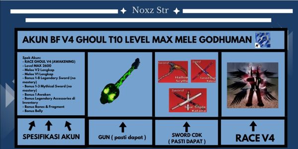 akun blox fruit levels max, v4 ghoul ( cdk + goodhuman ) + ( full skil )